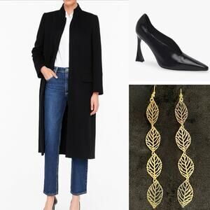EUC - Theory Sage Black Wool & Cashmere Midi Coat